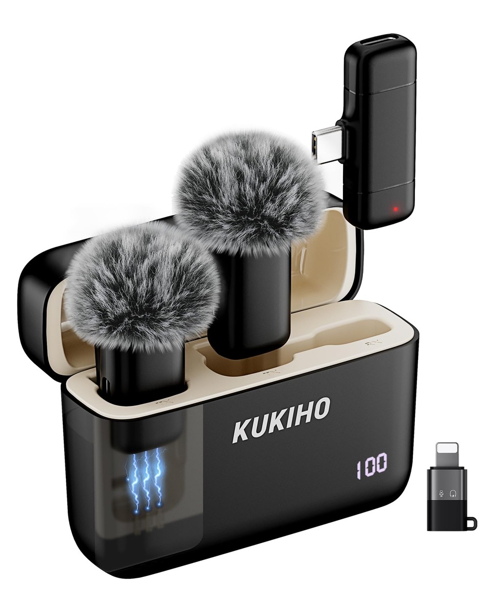emi-kichi KUKIHO Wireless Lavalier Microphone with Charging Case 36H