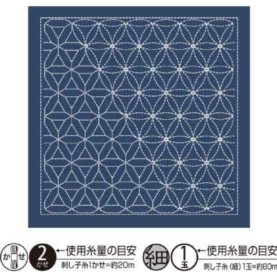 Olympus Sashiko Sampler (nur Stoff) ''Hana Fukin (Navy) Hanaguruma Nagomi Series''