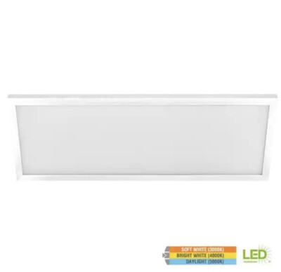 Commercial Electric 1 x 4 ft 50Wt White CCT LED Edge-Lit Flat Panel Light 2-Pack