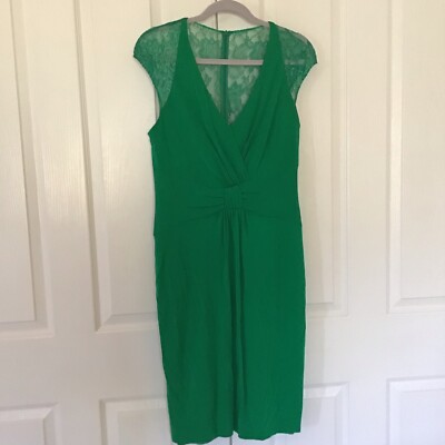 David Meister Green Lace Dress Sz 10