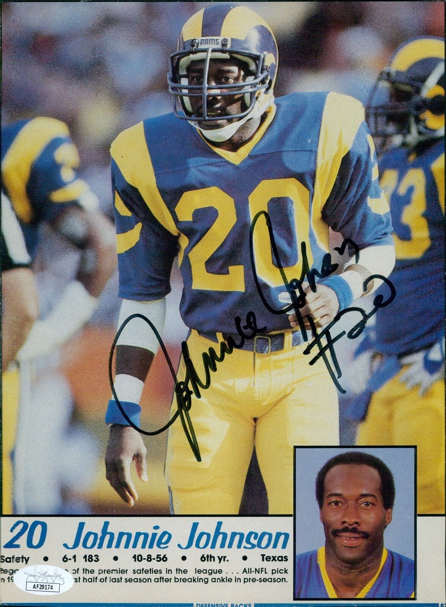 Johnnie Johnson Los Angeles Rams Signed 7x10 Cut Magazine Page JSA
