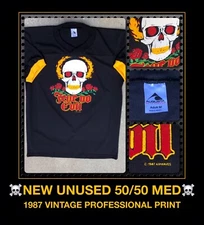 vtg 80s Heavy Metal Fear NO Evil SKULL skateboard powell peralta Rock t-shirt M
