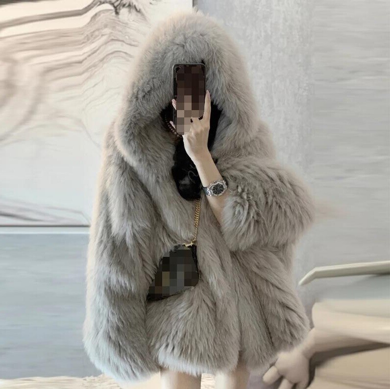Womens Faux Fox Fur Winter Warm Snow Coat Jacket Outwear
