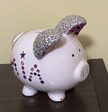 Giant Piggy Bank BLING PIG 9.5" by 8" by 7" MIA Bedazzled 