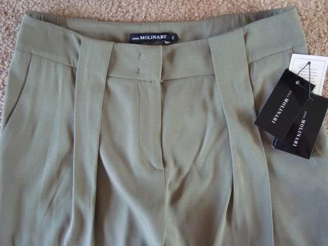 NUEVO CON ETIQUETAS ANNA MOLINARI Hecho en Italia Pantalón Plisado Pierna Acampanada Etiqueta Talla 42 Foto 3 de 4