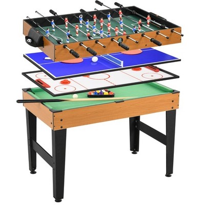 4 in 1 Multigame Spieletisch Partyspieltisch mit Tischtennis, Kicker, Billard