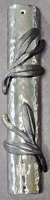 New by Michael Aram the Olive Branch Silvertoned Metal Mezuzah Case Judaica 4.5''