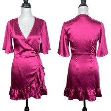 Lulu’s NEW Women's S Magenta Ready for Romance Satin Mini Party Cocktail Dress