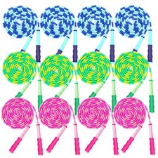 12 Pack Jump Rope For Kids,Soft Beaded Jump Rope,Adjustable Length Tangle-Fre...