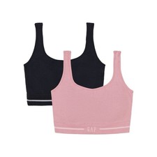 GapBody 2-Pack Seamless Cotton Comfort Sports Bra, Black/Pink, Size Medium, NWT