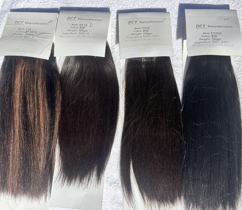 8-18”, ~1,000g Human/Mixed Hair Extensions Rooted&Sewn/Tied - 1, 2, 1A, 1B Black