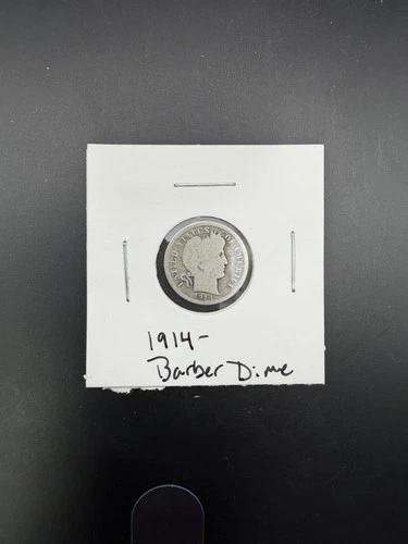 1914 10C Barber Dime 90% Silver Dime Good For Album