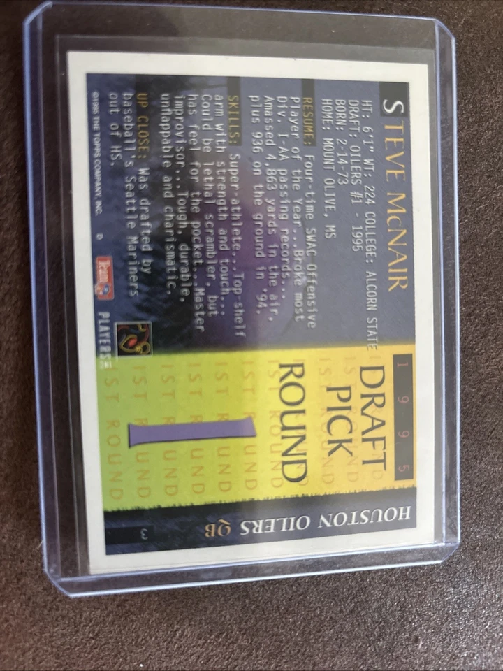 Bowman #3 1995 Steve McNair RC Houston Oilers  Foto 2 de 2