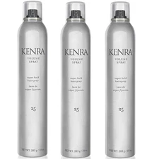 KENRA #25 VOLUME SPRAY 10 Oz. Pack of 3 Cans, SUPER HOLD FINISHING SPRAY 50% VOC