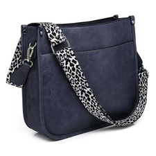 Vegan Leather Crossbody Bags for Women, Crossbody Purse with Navy one Strap 
