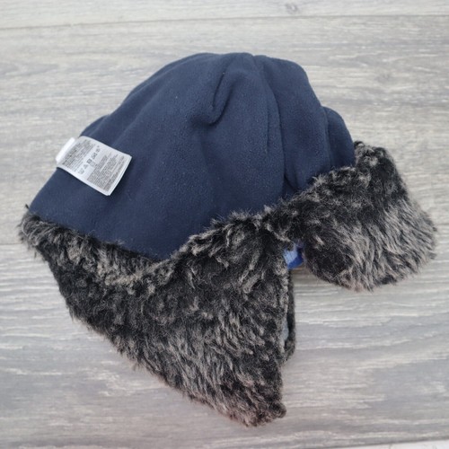 Gap Hat Kids L/XL Cap Casual Crazy Stripe Ear Warm Blue Trapper Faux Fur Lined - Picture 11 of 22