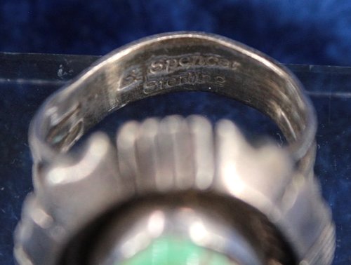 Bague amérindienne vintage en argent sterling avec turquoise Gary Spencer 14 grammes - Photo 12/13