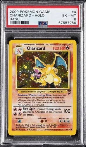 2000 POKEMON BASE SET 2 #4 CHARIZARD-HOLO PSA 6