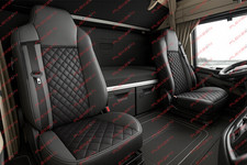 2 x Coprisedile Nero Camion 1+1 Ecopelle Imbottita per Iveco Stralis S-Way 2021+