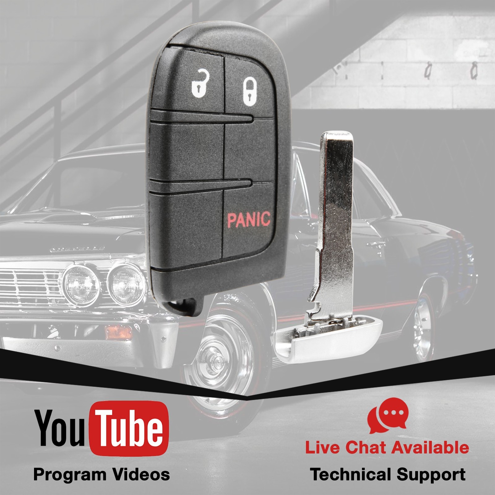 Remote Key Fob 3-Button for 2015-2020 Jeep Renegade (M3N-40821302)