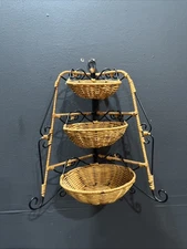 Princess House Casual Home Rattan 3 Tier Basket Great Condition Vintage Retired