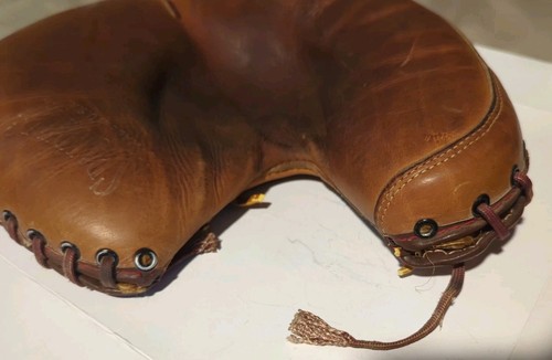 VINTAGE ALL-STAR E-Z FLEX LEATHER CATCHERS MITT BASEBALL GLOVE **NEEDS REPAIR** - Picture 5 of 19