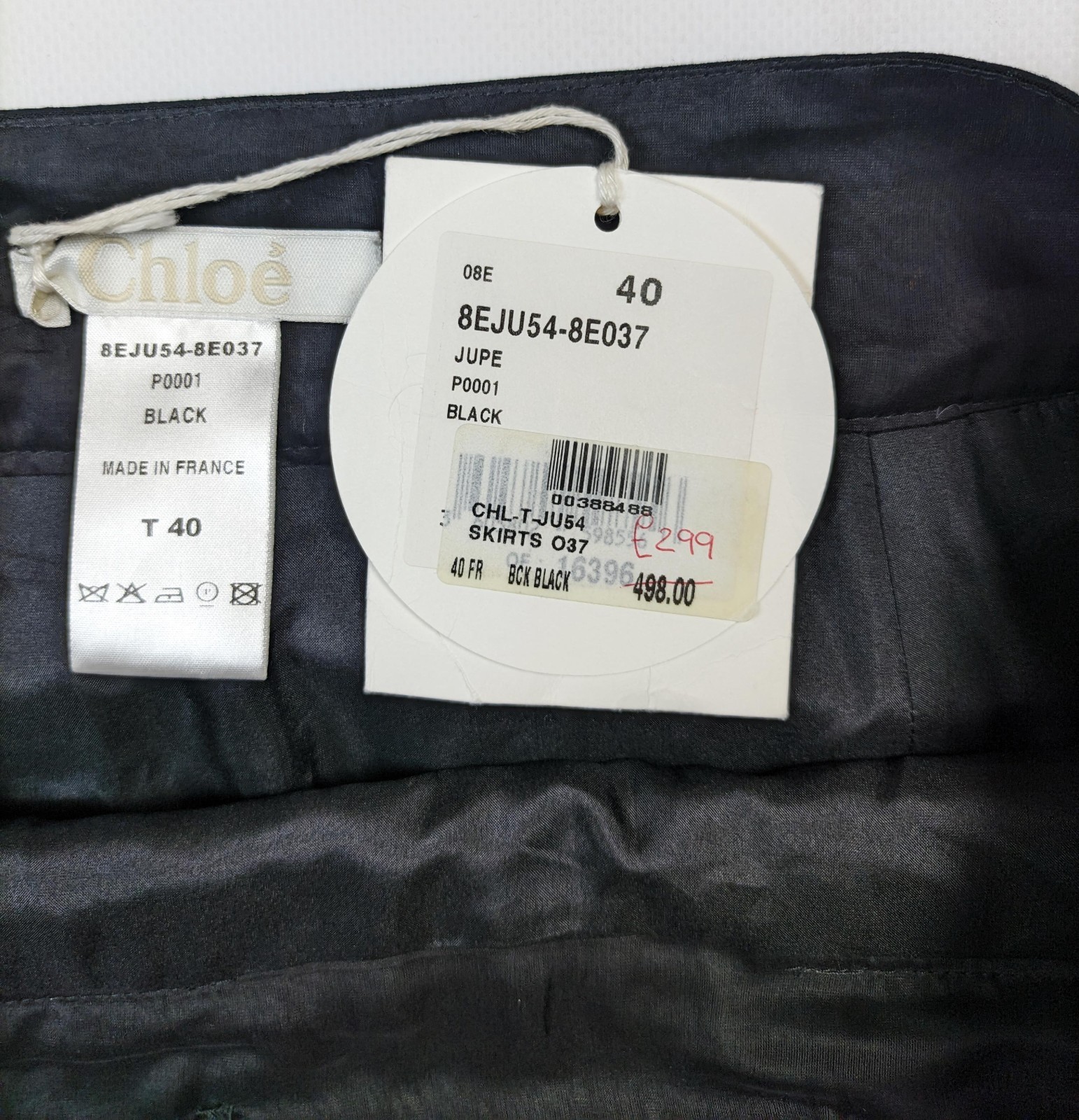 Chloé Black Silk Mini Skirt Size 40 FR, Made in France, New with Tags, P0001