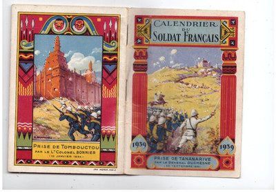 KALENDER Taschenkalender / SOLDAT der KOLONIALZEIT der 33. R.A.N.A. 1939