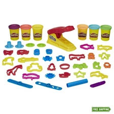Play-Doh Fun Factory Deluxe Set, 31 Tools & 6 Cans, Back to School Gifts &...