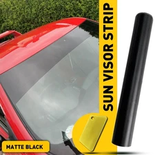 Matte Windshield Banner Black Universal Decal Vinyl 60"x10" Sun Strip