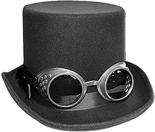 Steampunk Top Hat W/Goggles - Black Steampunk Top Hat W/Goggles - Black - Picture 10 of 12