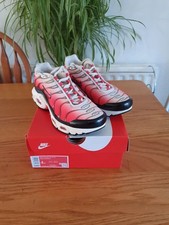 Nike Air Max Plus TN GS scarpe da ginnastica UK 3,5 bianche rosso cremisi tuned 1 sneakers in scatola