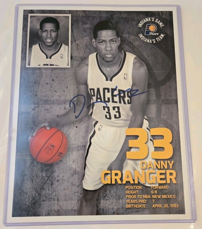 Indiana Pacers 9.5 X 12 Auto Autograph Signed Photo Pacers Cert Danny Granger