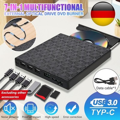 7in1 USB 3.0 Externes DVD Laufwerk Optisches Player mit Type-C Für Notebook PC