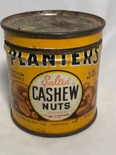 1944 Planters Salted Cashew Nuts by Planters Nut & Chocolate Co Suffolk, VA. TIN