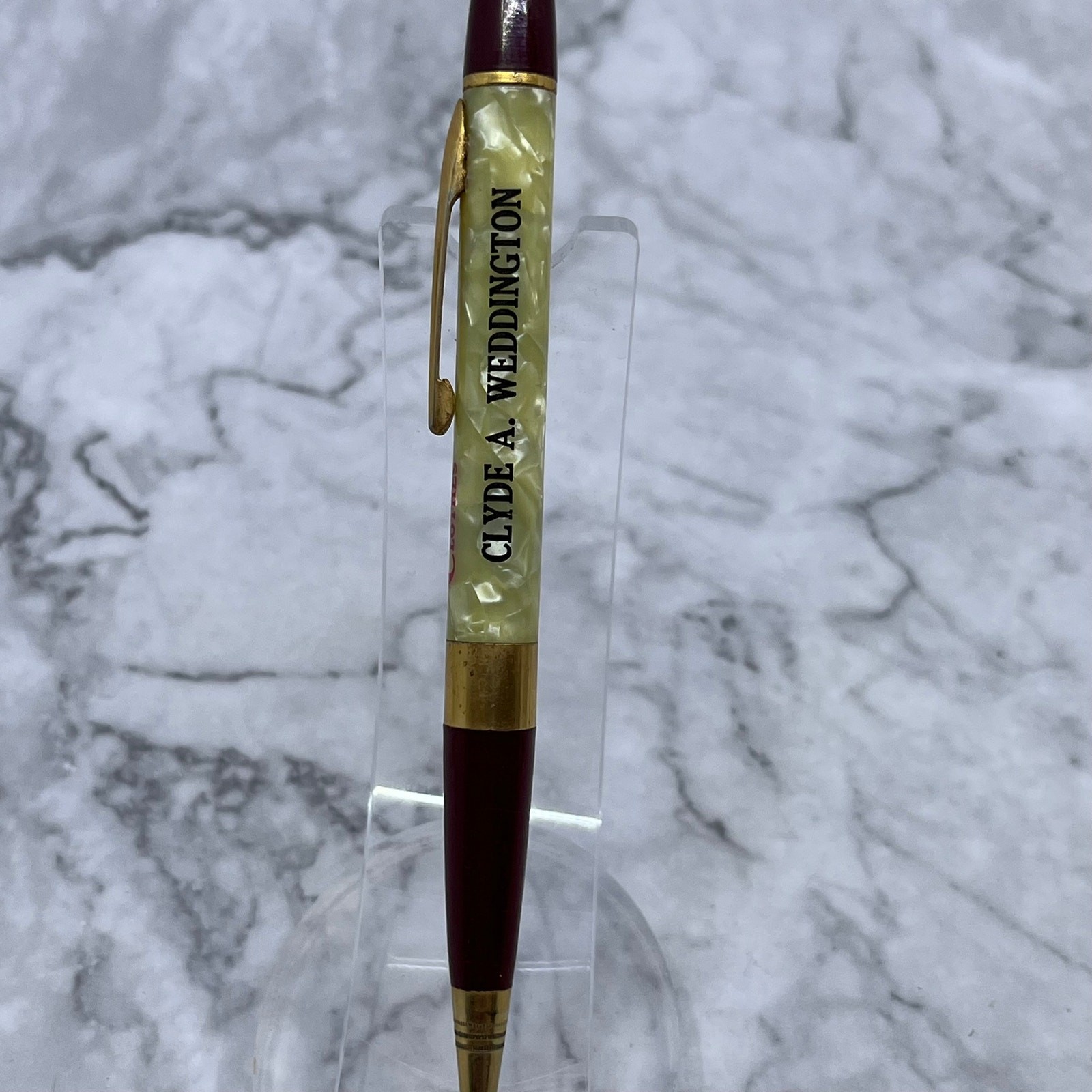 Vintage Marble Celluloid Mechanical Pencil Curlee Clothes Clyde A Weddington SE6