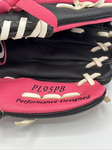 Rawlings 9.5” Tball Baseball Glove Kids PL95PB Pink Black Right Hand Throw Nice - Picture 2 of 4