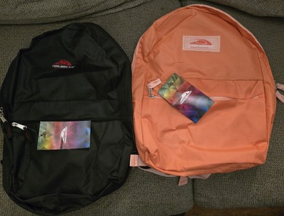 Two Trailmaker Backpacks School, Hiking, Lightweight Black & Peach Front Zip...