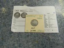 1918 J Germany 1/2 Mark .900 Silver Coin