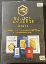 Bullion Breakers Series 1 376 Gold Hits Chase 5 Oz Gold PAMP Bar!! Mystery Packs