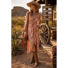 YFB Young Fabulous & Broke Tie Dye Twist Front Maxi Dress Small Western Boho