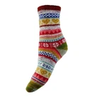 Ladies Socks Soft Wool Blend Women's UK 4-7 Scandi Patterned Dark Red Cuff Gift
