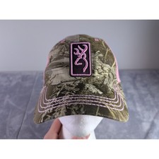 Browning Womens Camo Pink Mesh Trucker Hat Buckmark Logo Snapback Cap