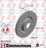 2X Zimmermann Bremsscheibe 250.1399.52 FüR Ford