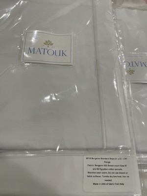 $380 Matouk Italy New 2pc Standard Shams Bergamo Giza-87 500TC White/White