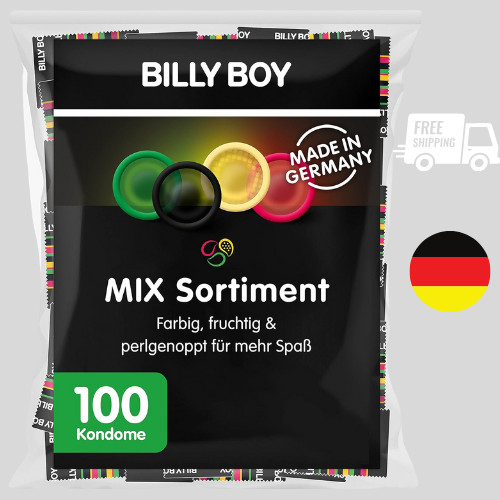 Billy Boy Kondome Mix-Sortiment Großpackung Farbige Extra Feucht 100er Mix-Pack