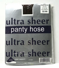 One Pair Womens One Size Pantyhose French Coffee Brown Ultra Sheer Sheer Toe