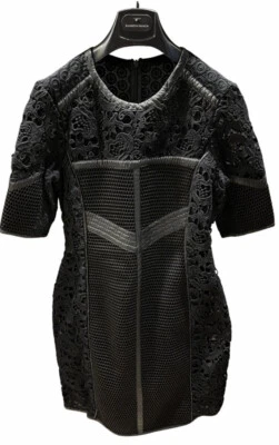 Adolfo Dominguez Mini Kleid das kleine Schwarze festes Stoff Netz/ Spitze 36/ S - Bild 1 von 4