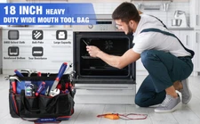 WORKPRO 18-in Tool Bag Molded Base Open Top Tool Organizer Bag w/Shoulder Strap