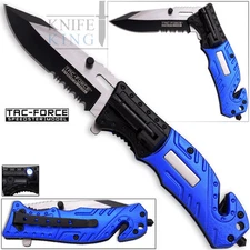 7.75" TAC FORCE POLICE RESCUE FLASHLIGHT SPRING ASSISTED FOLDING POCKET KNIFE